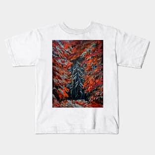 forest painting in my favorite colors and leaves falling off Kids T-Shirt